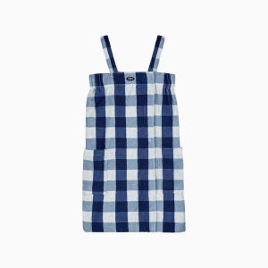 테토미니로브 스트라이프 타올가운 홈웨어 샤워 목욕 수피마 바스 체커보드 블루 미니로브