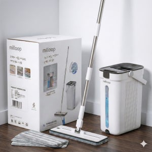 milloop 새물싹싹 자동세척 밀대걸레 노터치 극세사 가정용 사무실 업소용 청소밀대