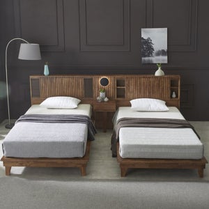 홈존 이오스 부부 트윈 호텔식템바보드 2단서랍수납 침대프레임 기본형 협탁셋트