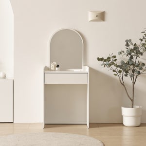 [희망일배송]콤팩트 600 수납 LED 조명 모던 미니 거울 화장대 민자(화이트)