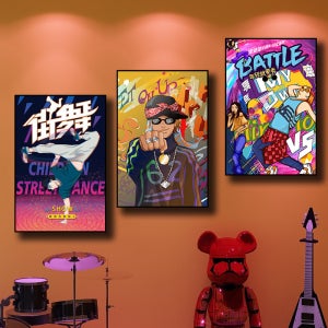 어린이 힙합 스트리트 댄스 교육 수업 걸이 그림 바 댄스 체육관 교실 벽 힙합 장식 그림