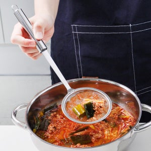 키친유 304스텐 거름망 불순물 분리국자 채망 육수 거품 기름제거 건지기 소, 1개