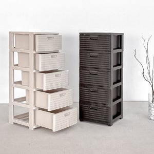 국내제작 튼튼한 홈클로젯 라탄 5단 서랍장 1+1 플라스틱 서랍장