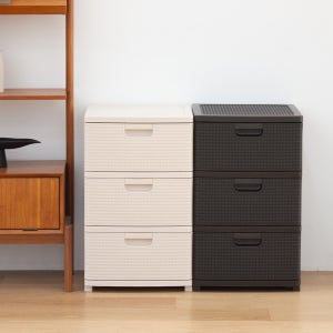 국내제작 튼튼한 홈클로젯 라탄 3단 서랍장 1+1 플라스틱 서랍장