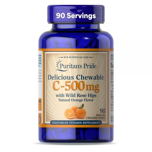 퓨리탄프라이드 딜리셔스 <b>츄어블 C500mg</b> 오렌지맛 태블릿 90정 487930