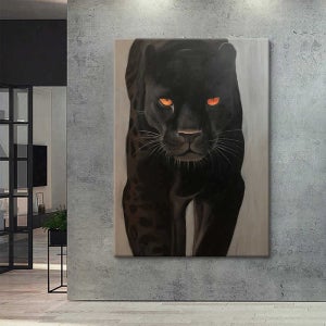 미니멀리스트 검은 표범 풍부한 현실적인 동물 장식 그림 거실 입구 매달려 그림