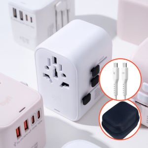 바이피 해외 여행용 멀티 어댑터 45W 초고속 충전 어댑터 미국 일본 유럽 중국 퓨어화이트, 2개