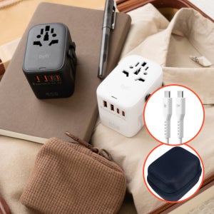 바이피 해외 여행용 멀티 어댑터 45W 초고속 충전 어댑터 미국 일본 유럽 중국 미드나잇블랙, 2개