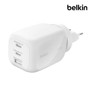 벨킨 100W 3포트 GaN 초고속 충전기 듀얼 C타입 USB-A WCH016 노트북 충전 아이폰17 갤럭시 S26 호환