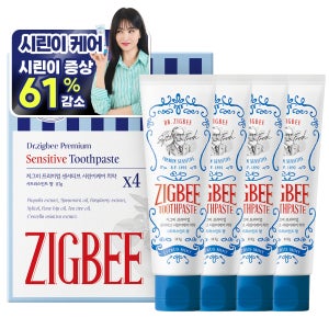 지그비 대용량 시린이완화 박하선 치약 민감성 치아 시림 시트러스민트향 117g, 4개
