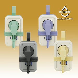 에코너 휴대용 멀티탭 큐브 C타입 USB 여행용 차박 캠핑 릴선 1.5m, MT11 크림옐로우, 1개