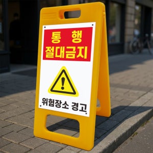 통행 절대금지 위험장소 경고 안내 알림 A형 거치대 포맥스 입간판 표지판 중 단면