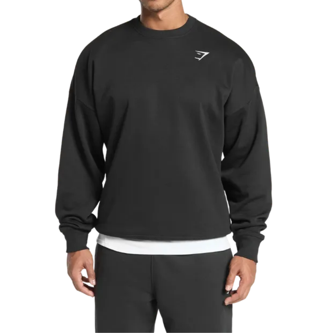 GYMSHARK 짐샤크 크레스트 크루넥 오버핏 맨투맨 블랙