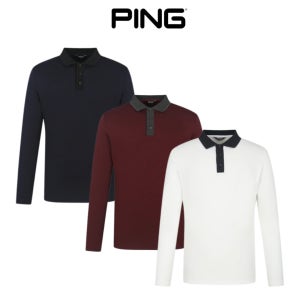 핑 골프웨어 남성 골프티셔츠 24년 이월 기모 배색 카라 긴팔 티셔츠 D3TO001