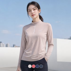 투엘라 여성 고탄력 신축 원단 편안한 슬림핏 긴팔 집업 티셔츠 프린팅티(W6ST16)