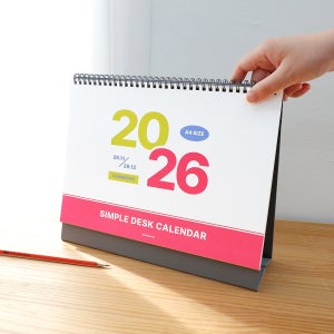 모모팝 2026년 달력 심플 탁상 벽걸이 와이드 데스크 캘린더(A4), 1개