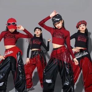 코드루이스 스우파 레드 태슬 초등 방송 댄스복 주니어 체크모자 아이돌 걸그룹