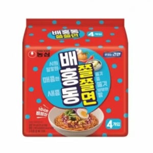 농심 배홍동쫄쫄면 멀티팩 4개입 한봉지
