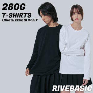 [라이브베이직] 280G 슬림핏 남자 여자 무지 긴팔 티셔츠 긴팔티 검정 흰색티셔츠