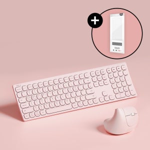 [손목보호세트] 엑토 커브드 무소음 업무용 인체공학 블루투스&무선 키보드 버티컬 마우스세트