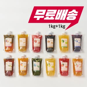 수제청1kg+1kg 딸기 블루베리 백향과 레몬자몽에이드 말차시럽 바닐라라떼 프리미엄과일청