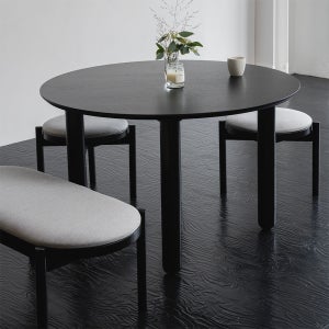 헤즈로 아크 원형 타원형 식탁테이블 원목 카페 테이블 1200mm, 블랙