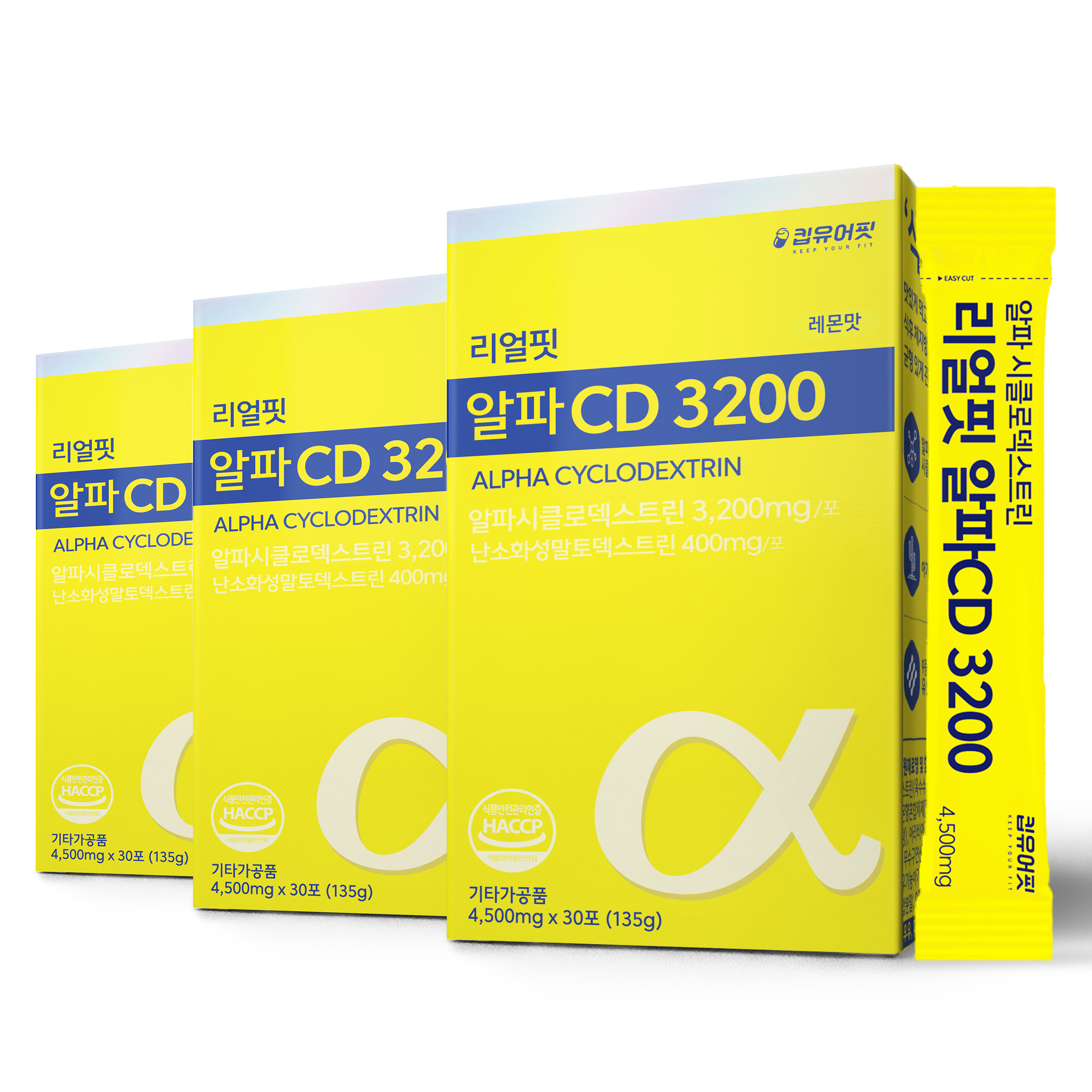 리얼핏 알파CD 3200 가루 알파시디 효능 알파시클로덱스트린 30포, 3개