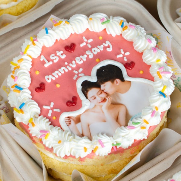 핑크스냅포토 SS 레터링 케이크 생일 맞춤 주문 제작 케익