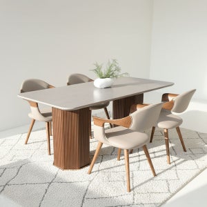 코모도홈 펜타곤 포세린 세라믹 원목 4인용 6인용 1800 2000 2200 식탁 세트