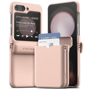 베루스 갤럭시 자동 힌지보호 풀커버 카드 2장 수납 모던 고 핑크샌드, 갤럭시Z 플립5