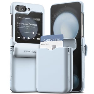 베루스 갤럭시 자동 힌지보호 풀커버 카드 2장 수납 모던 고 코튼블루, 갤럭시Z 플립5