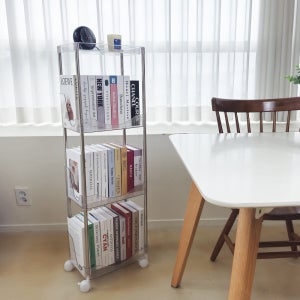 일상드로우 틈새 미니 책장 이동식 낮은 책장 슬림 수납 조립식 338x222x1102mm, 3단, 투명