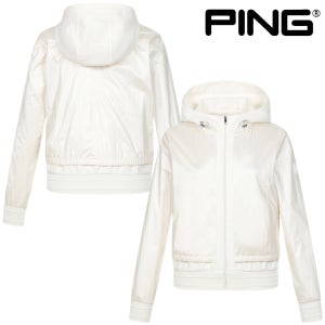 핑 골프웨어 여성 골프 자켓 소재 믹스 후드 집업 시보리 간절기 블루종 점퍼 E3JP254