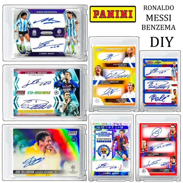 Panini 스타 컬렉션 카드 벽돌 홈 메이드 굴절 반짝이 DIY 메시 크리스티아누 호날두 벤제마 Xavi Bellingham Bruyne