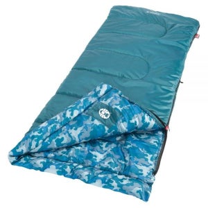 (미국 발송) Coleman 아동용 72°C(15°F) 침낭 최대 15m(5피트 5인치) 높이 실내/실외 사용을 위한 가볍고 따뜻한 수면 주머니 세탁기 세탁 가능 Blue