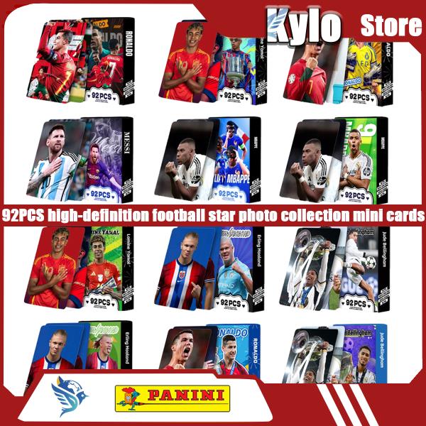92PCS 축구 스타 카드 메시 호날두 Mbappé Haaland Jude Bellingham LaCardmine Yamal 미니 컬렉션 팬 lomo