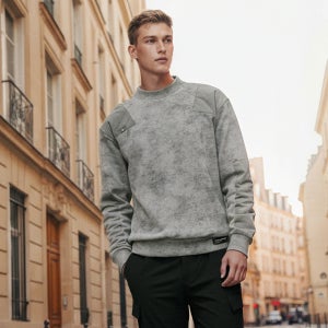 남성 타이다이 아트웍 라운드 맨투맨 티셔츠 그레이