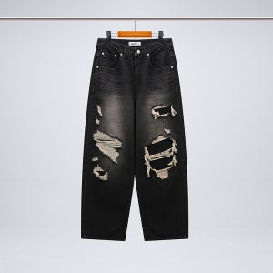 2025F/w TripleJ Promotion - 블랙 라텍스 와이드 데님팬츠