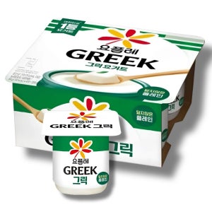 빙그레 요플레 그릭 요거트 달지않은 플레인, 80g, 4개