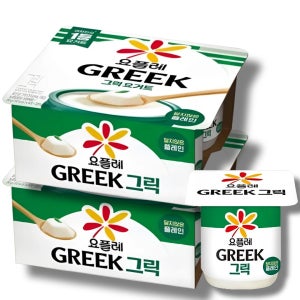 빙그레 요플레 그릭 요거트 달지않은 플레인, 80g, 8개