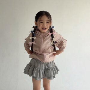 여아 프릴 바람막이 점퍼 아기 유아 아동 가을 땡땡이 후드 집업 아우터