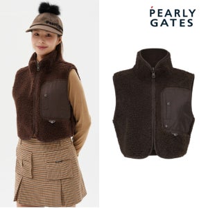 파리게이츠 여성 골프웨어 골프조끼 24년 이월 포켓 배색 덤블 집업 베스트 D3JV101