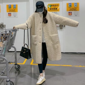 롱후리스 여성 롱 플리스 따뜻한 양털 재킷 데일리
