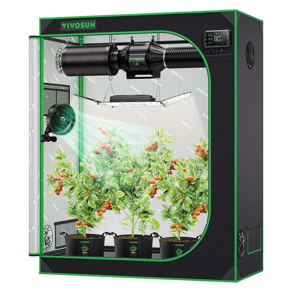비보순 S425 4x2 <b>성장</b> 텐트, 48 x24 x60 고반사 마일라, 전망 창 및 수경 재배용 실내 식물용 바닥 트레이 VS2000용 Black 24 x24 x36