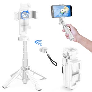 여행/방송 필수템 아크매징 블루투스 휴대용 휴대폰 셀카봉 삼각대 c타입 충전 화이트