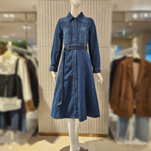 꼼빠니아 25FW 셔츠형 벨트 청 데님 원피스 가을 겨울 간절기 CAFW9-WDO010