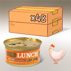 프리미엄 골드 런치 고양이캔 주식 습식 치킨+참치, 80g, 48개