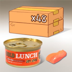 프리미엄 골드 런치 고양이캔 주식 습식 연어+참치, 80g, 48개