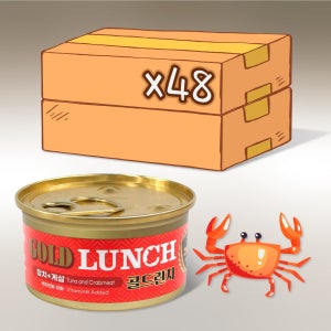 프리미엄 골드 런치 고양이캔 주식 습식 게살+참치, 80g, 48개