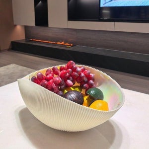 이탈리아 무라노 유리 베르나 쉘 과일볼 인테리어 아트 유리그릇 아이보리(미니)